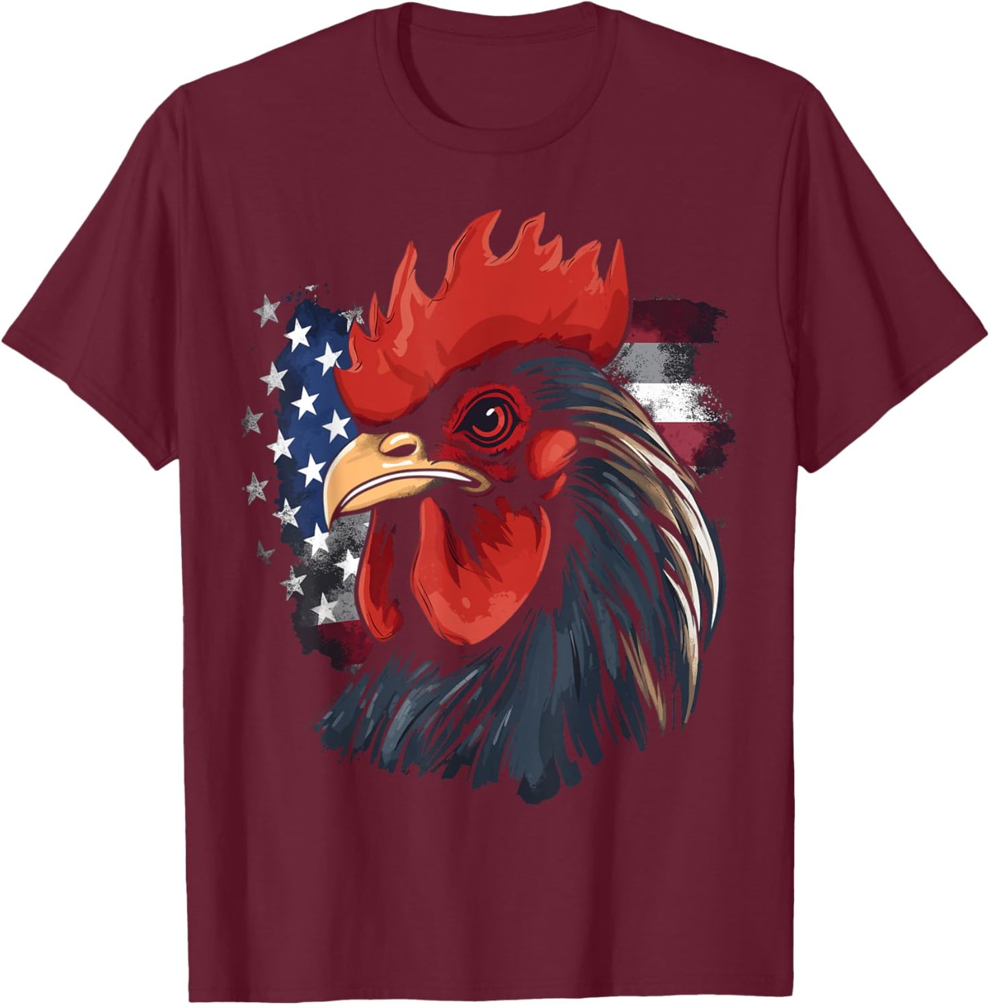 Chicken USA Flag design for Patriotic Farmer T-Shirt - T-Shirt | Maroon