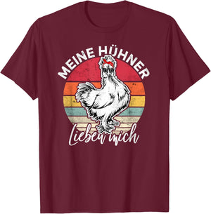 My chickens love me, chicken, retro, vintage T-Shirt - T-Shirt | Maroon