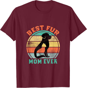 Best Fur Mom Ever Funny Retro Vintage Cat and Dog Owner Men Women Kids T-Shirt - T-Shirt | Maroon