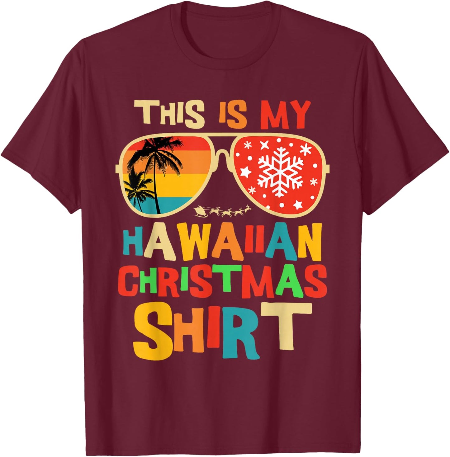 This is My Hawaiian Christmas Pajama Matching Family Hawaii T-Shirt - T-Shirt | Maroon
