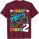 Kids Monster Truck Shark 2nd Birthday Boy Toddler 2 Two Year Old T-Shirt - T-Shirt | Maroon