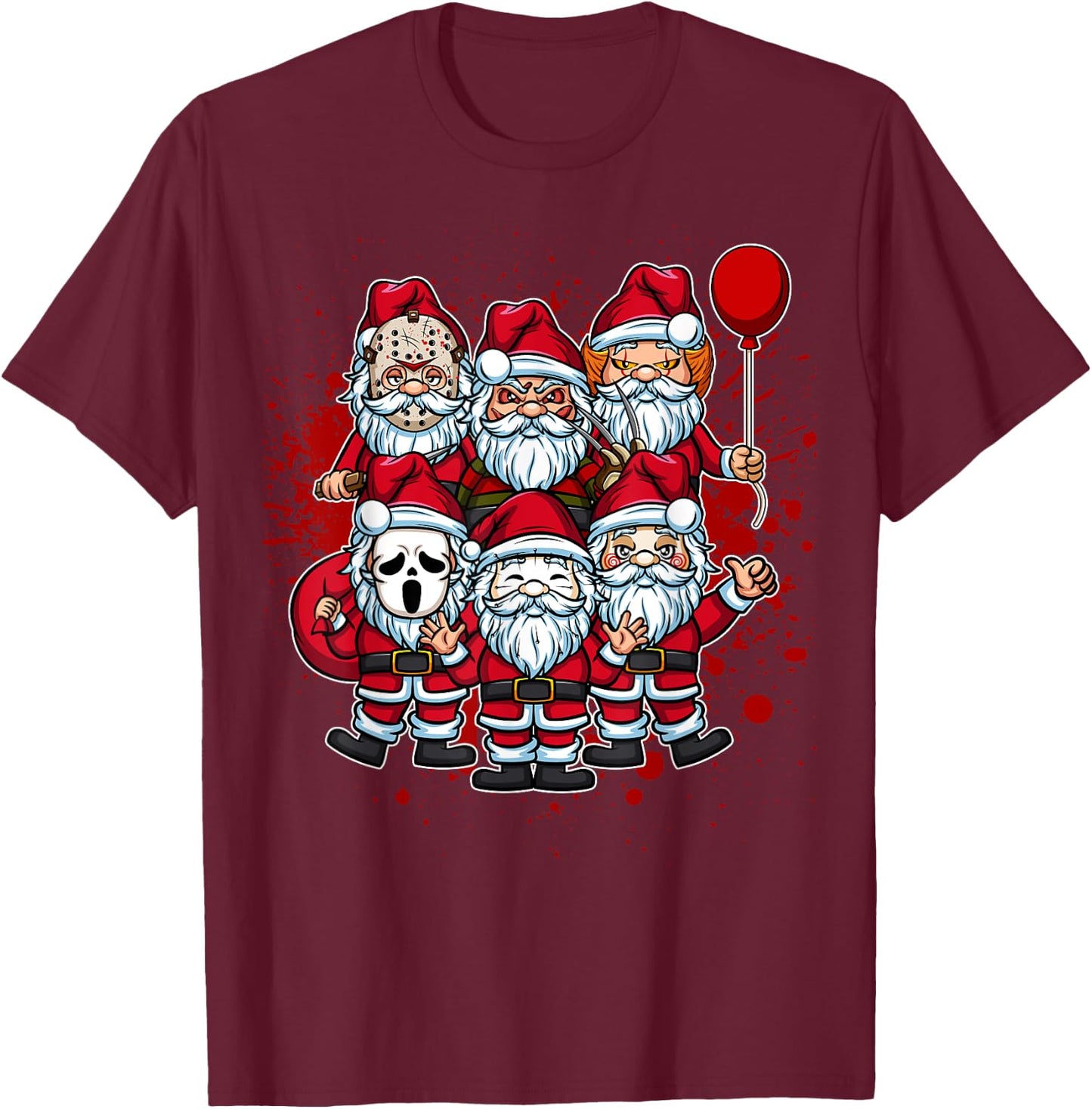 My Little Horror Crew - Christmas Horror Movie Santa Claus T-Shirt - T-Shirt | Maroon