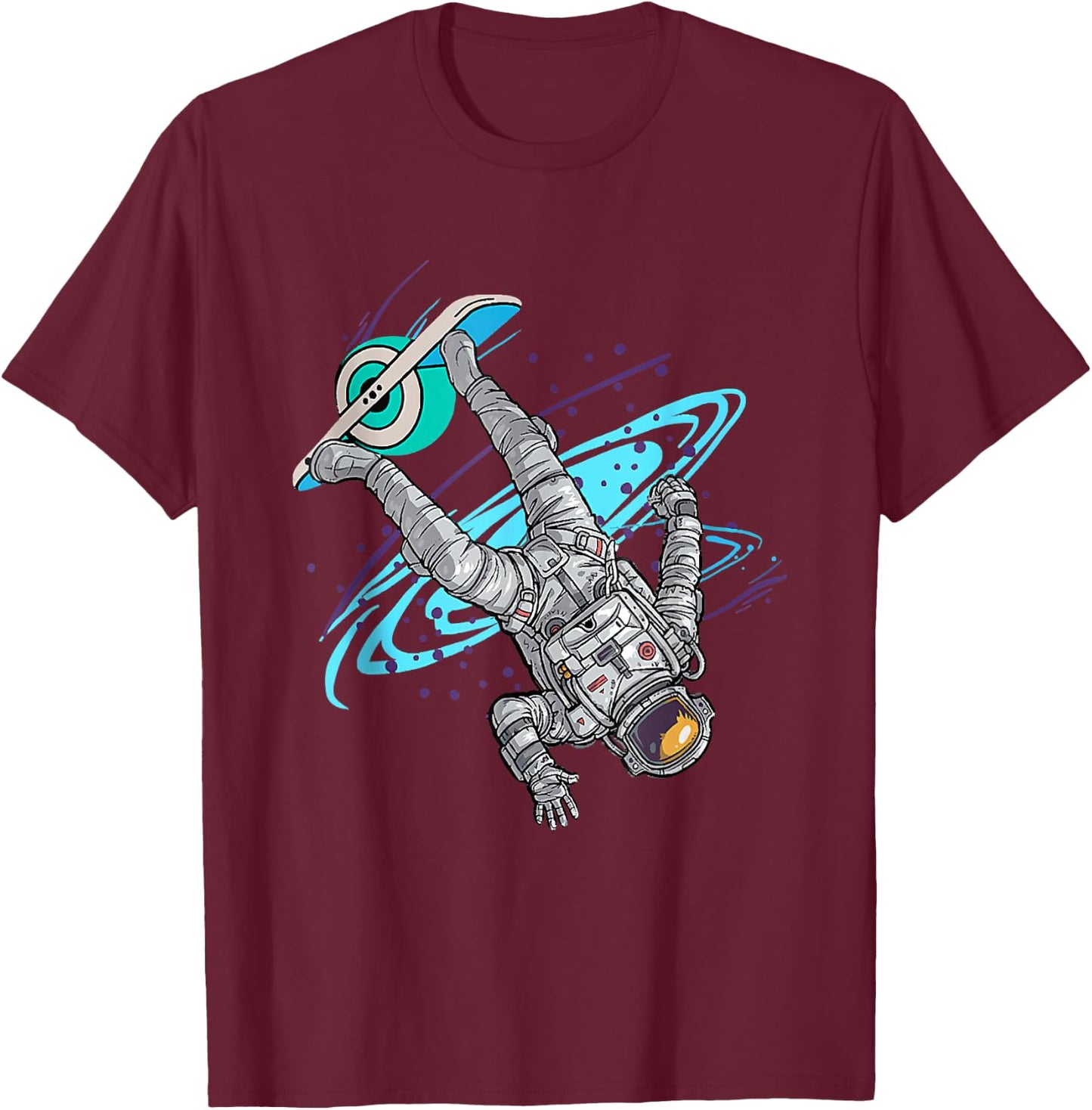 one Wheel Funny Astronaut Onewheel Float Life Skateboard T-Shirt - T-Shirt | Maroon