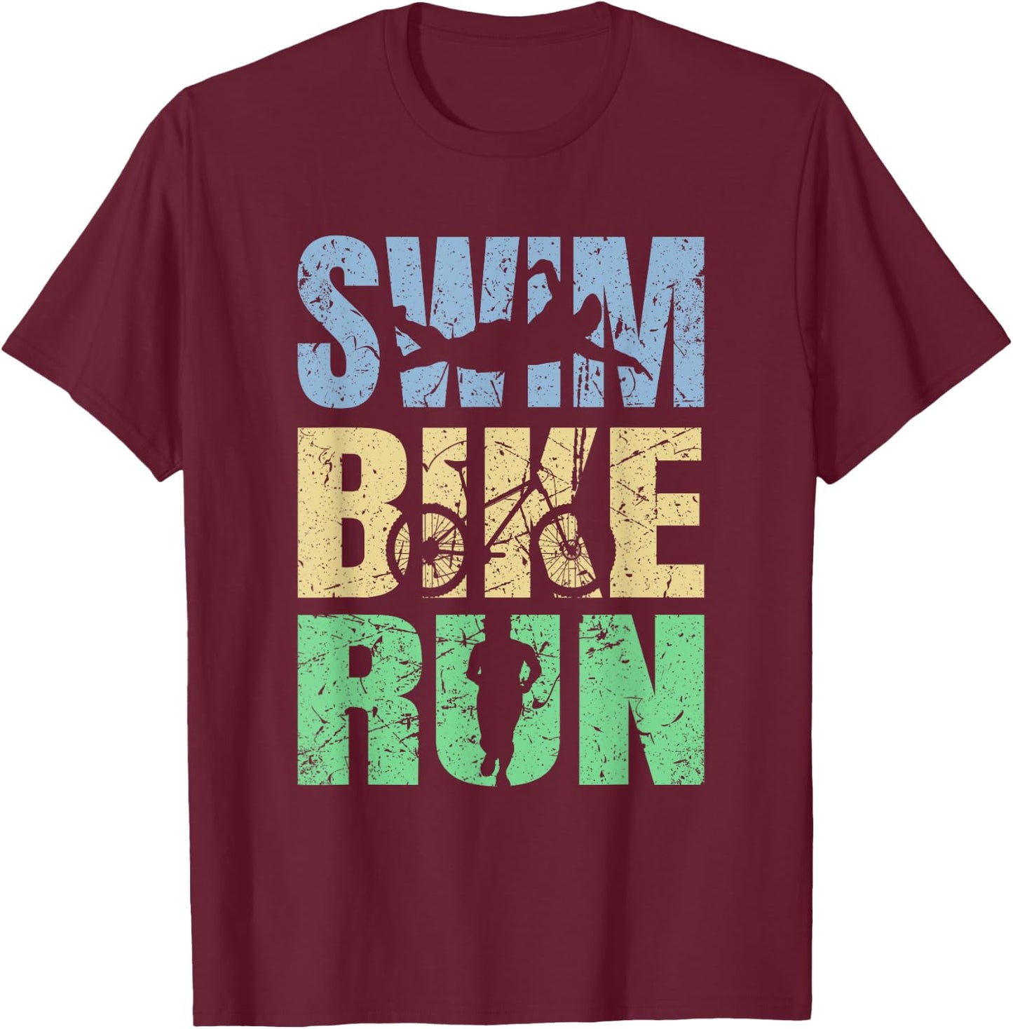 Funny Triathlon Tri Triathletes Athletes Running Fitness T-Shirt - T-Shirt | Maroon