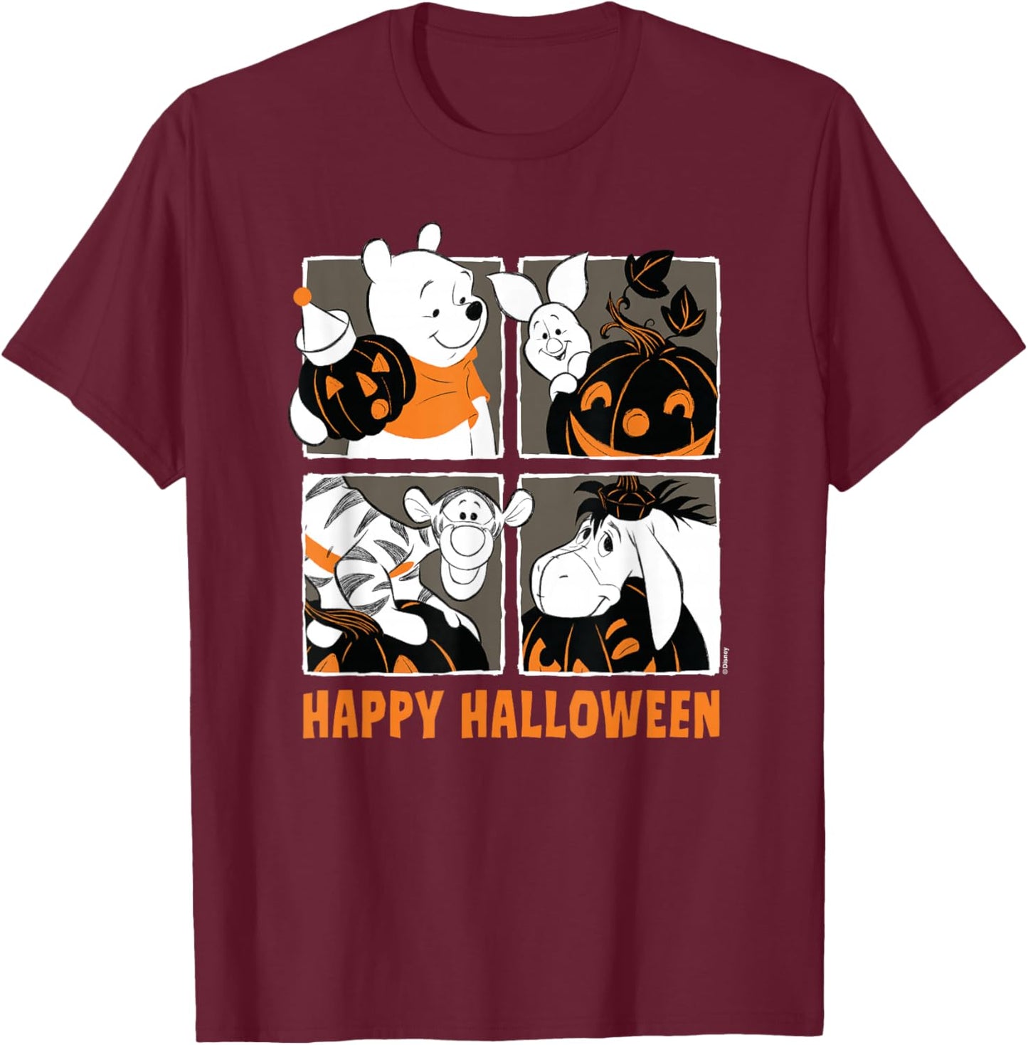 Winnie The Pooh - Happy Halloween T-Shirt - T-Shirt | Maroon