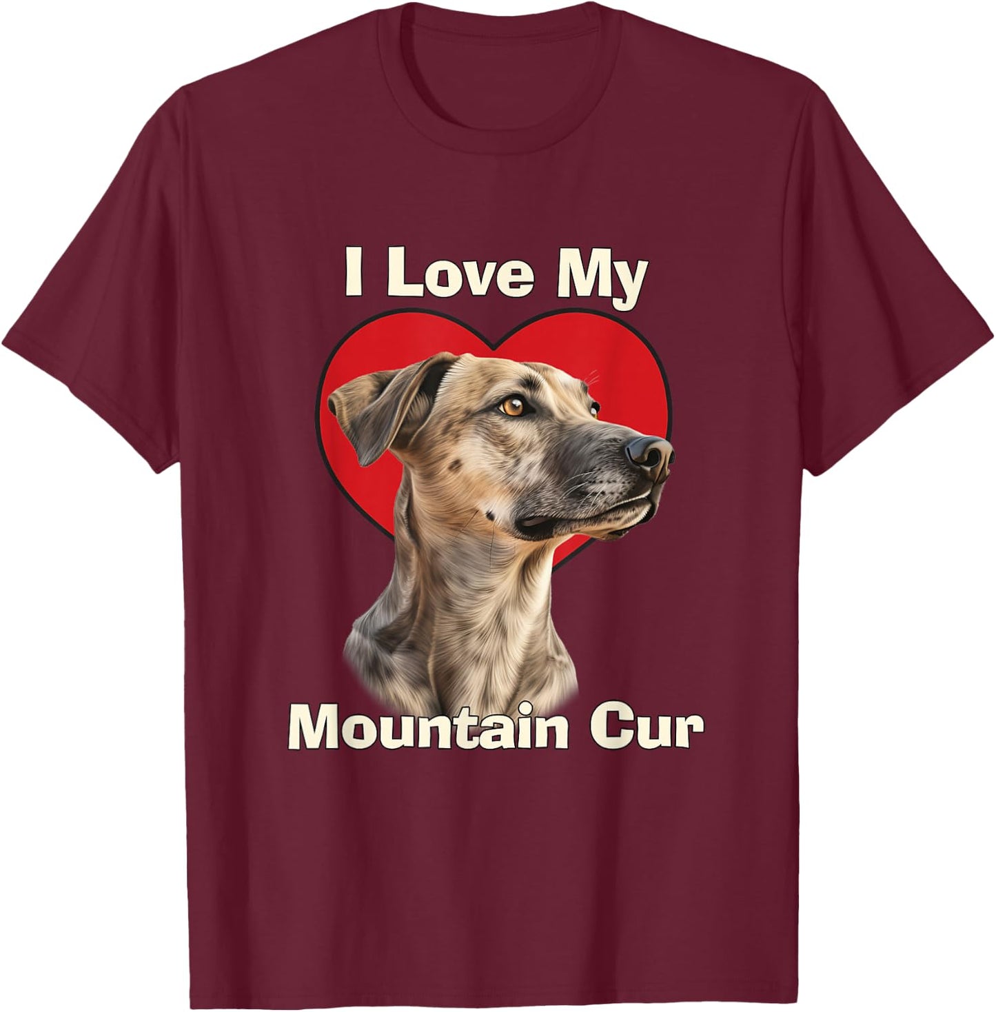 I Love My Mountain Cur Puppy Dog Women Kids T-Shirt - T-Shirt | Maroon