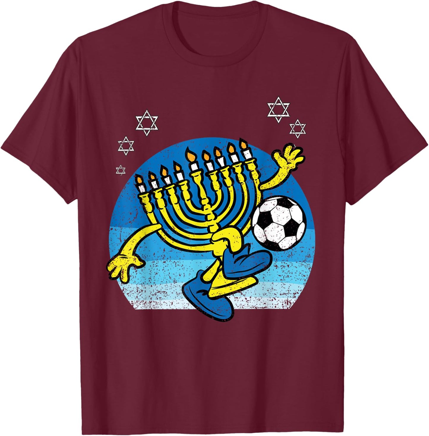 Menorah Soccer Player Hanukkah Chanukah Jewish Holiday T-Shirt - T-Shirt | Maroon