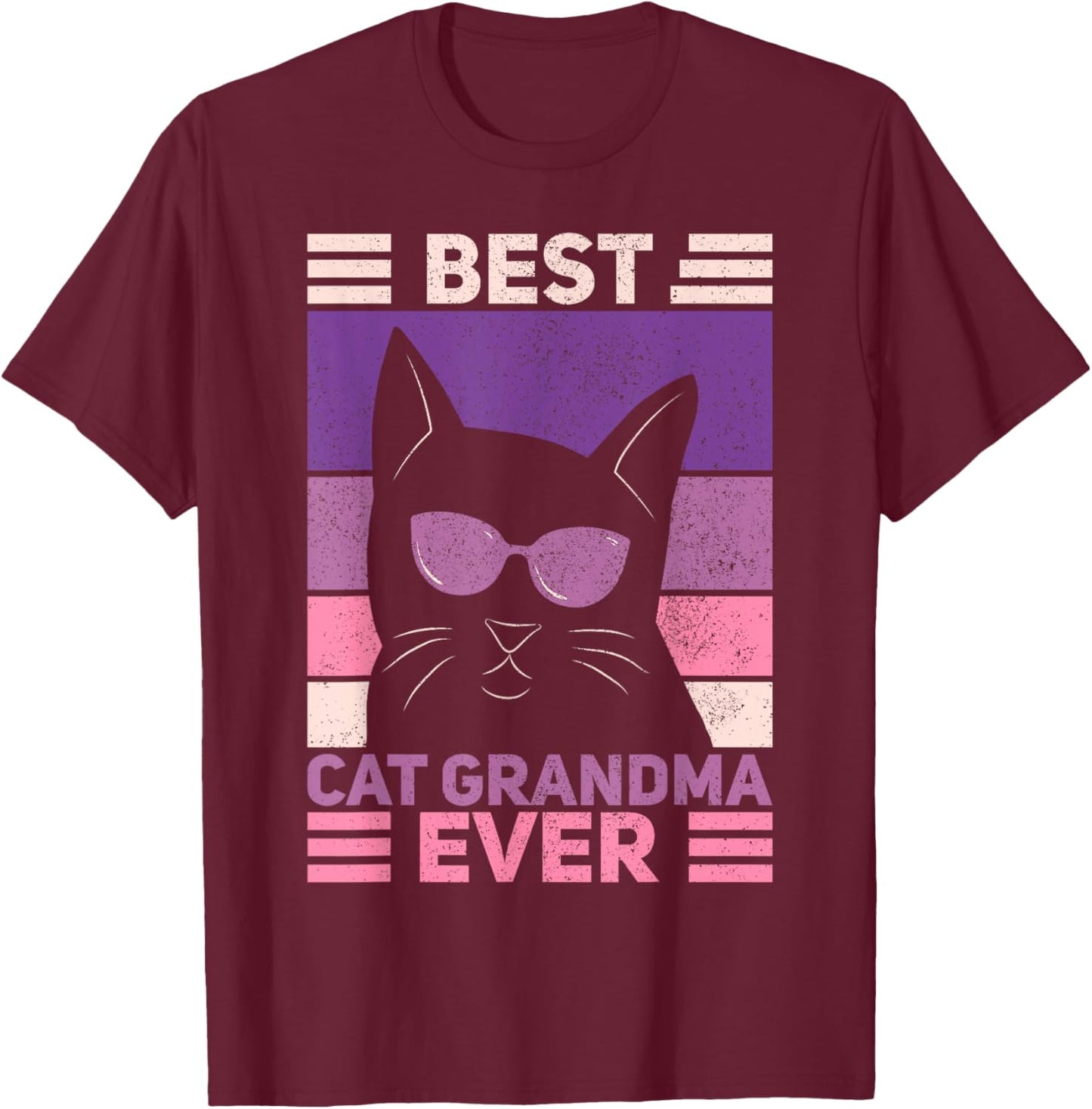 Best Cat Grandma Ever Women Cat Lover Funny Black Cat Themed T-Shirt - T-Shirt | Maroon
