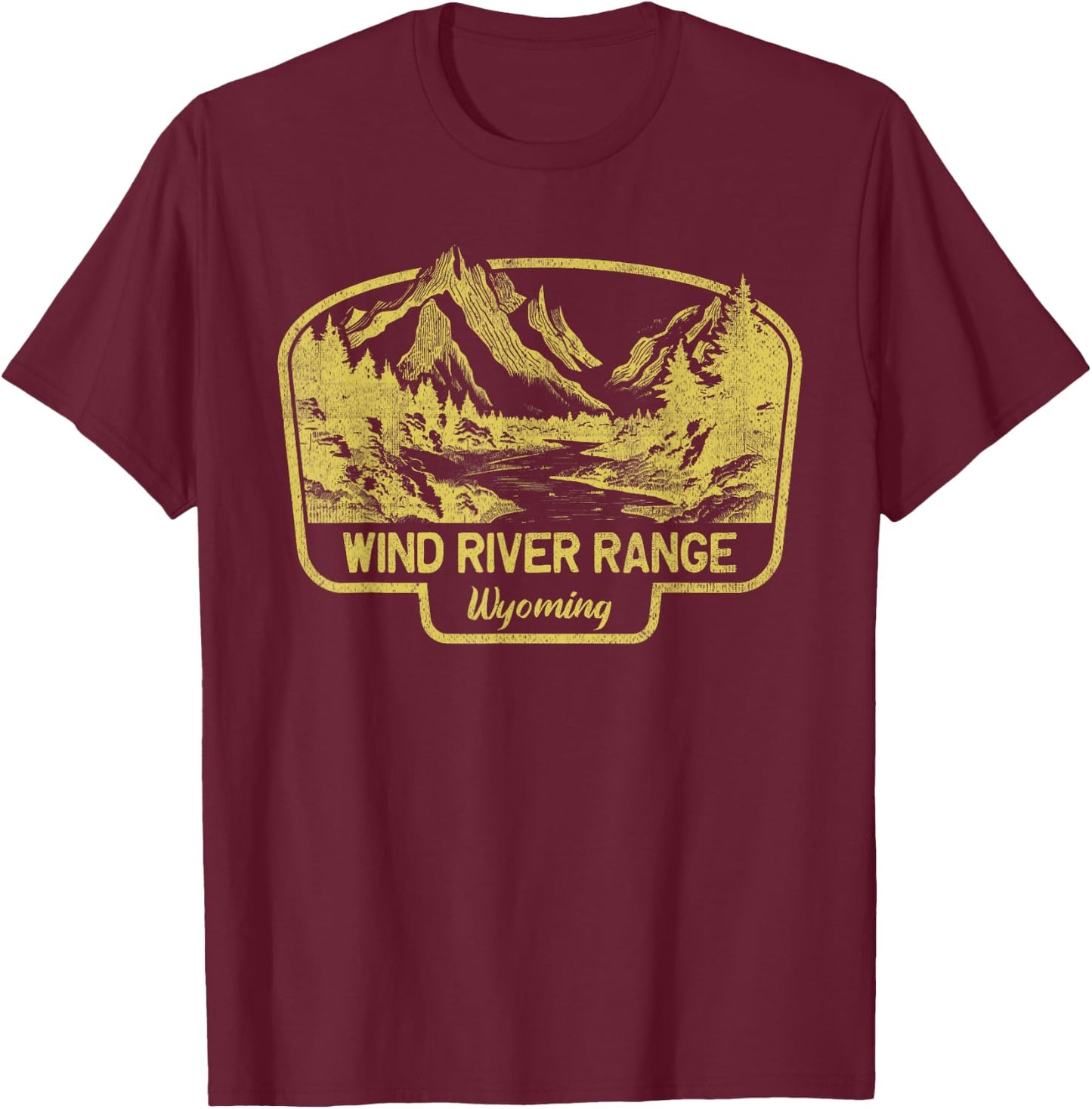Wind River Range Mountains Wyoming Hiking Outdoors Vintage T-Shirt - T-Shirt | Maroon