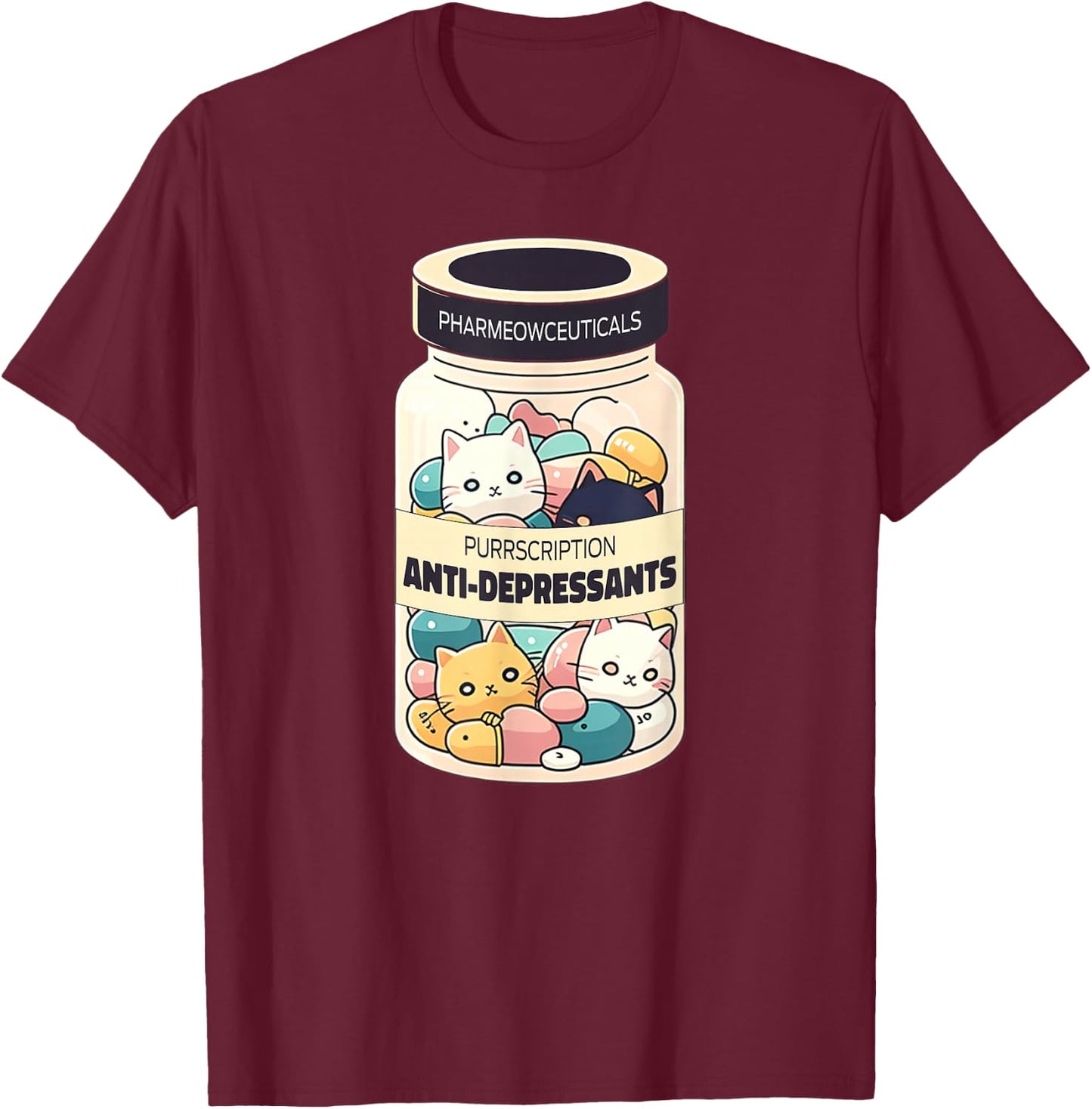 Cat Antidepressant Funny Trendy Cat Lover Owner Women T-Shirt - T-Shirt | Maroon