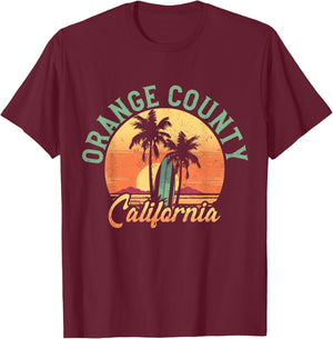Orange County California Retro Surfer Vintage Beach T-Shirt - T-Shirt | Maroon