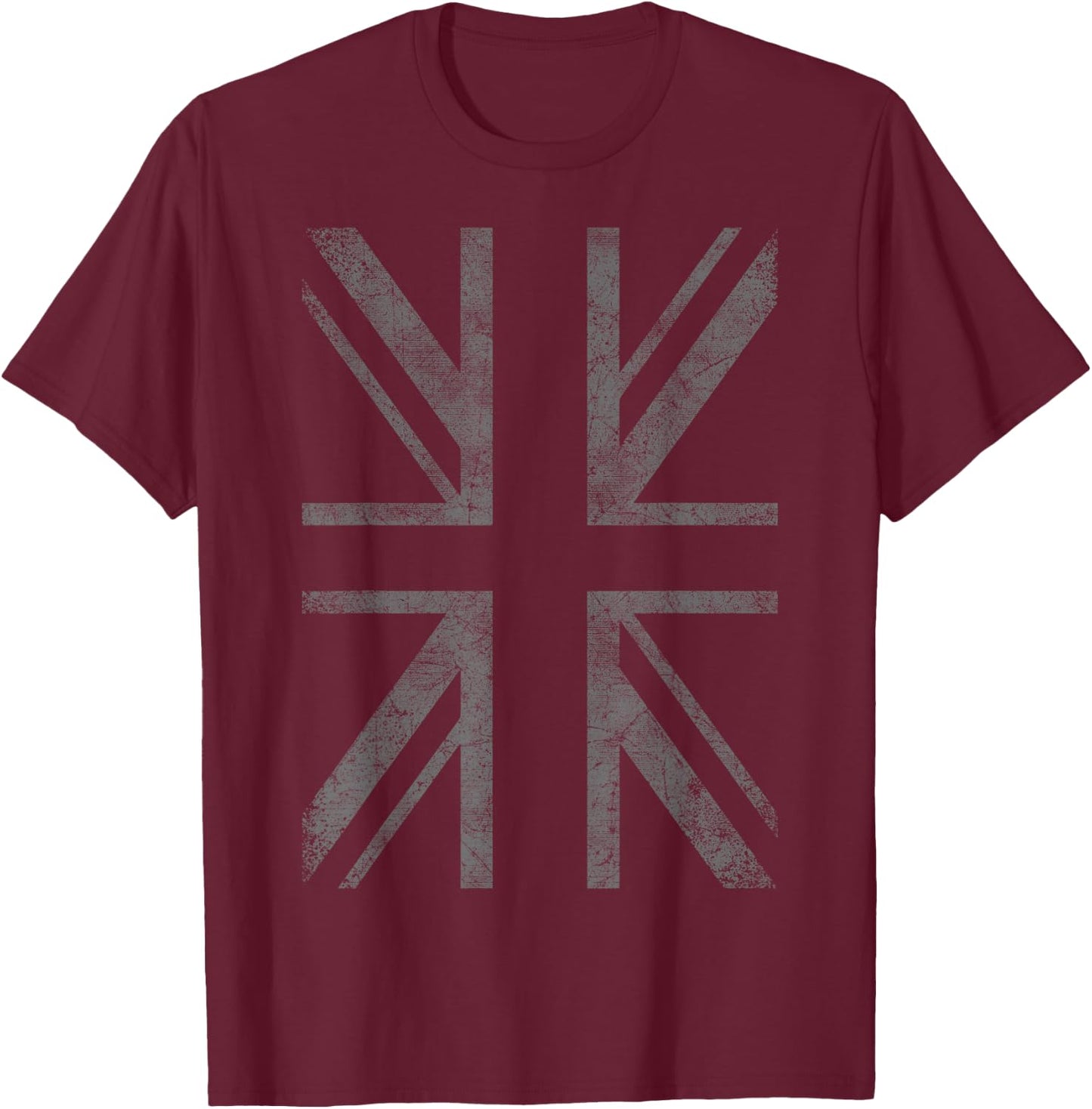Retro Black Union Jack Vintage British Flag Great Britain UK T-Shirt - T-Shirt | Maroon