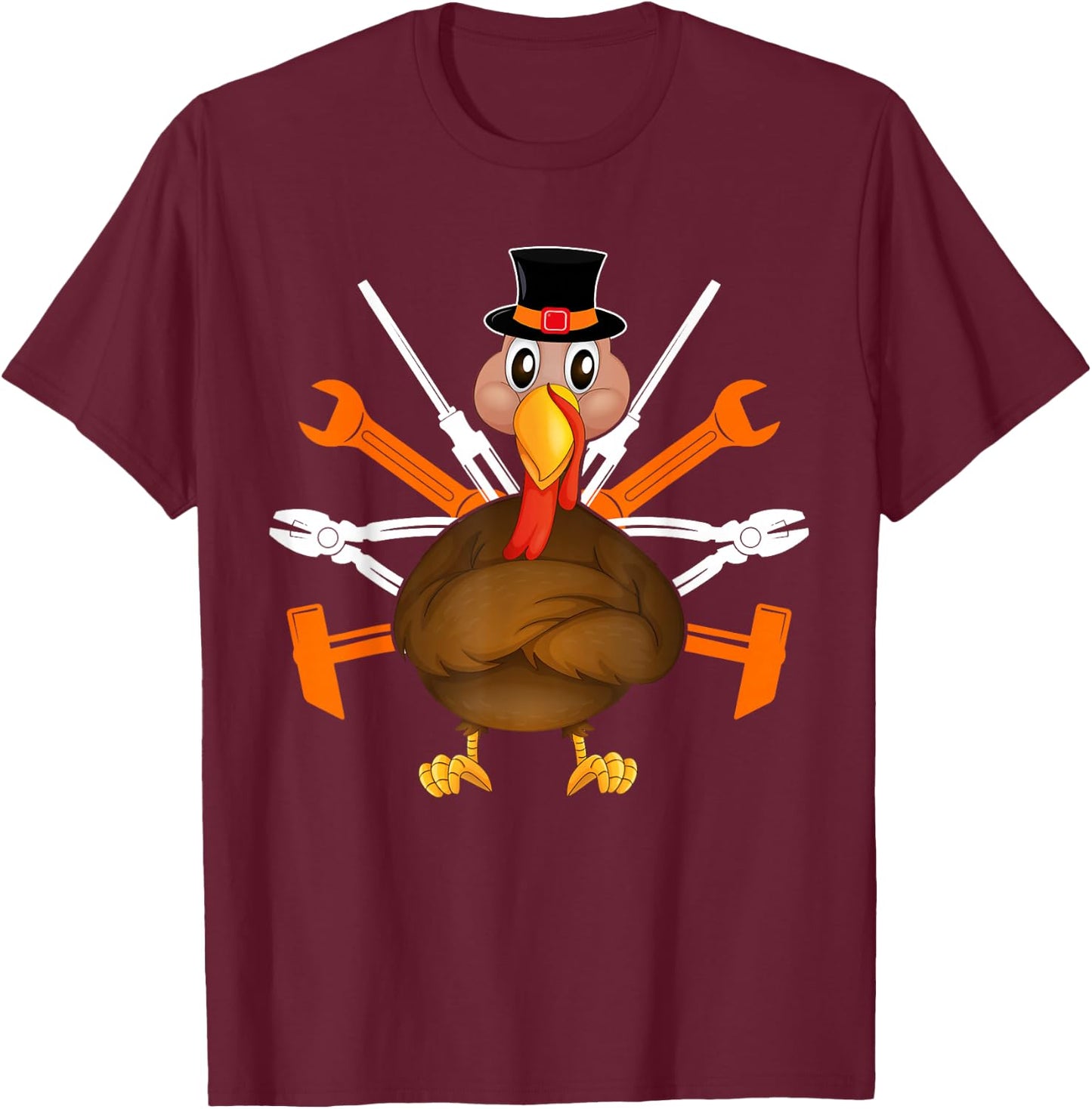 Thanksgiving Mechanic Turkey Matching Autumn Family Group T-Shirt - T-Shirt | Maroon