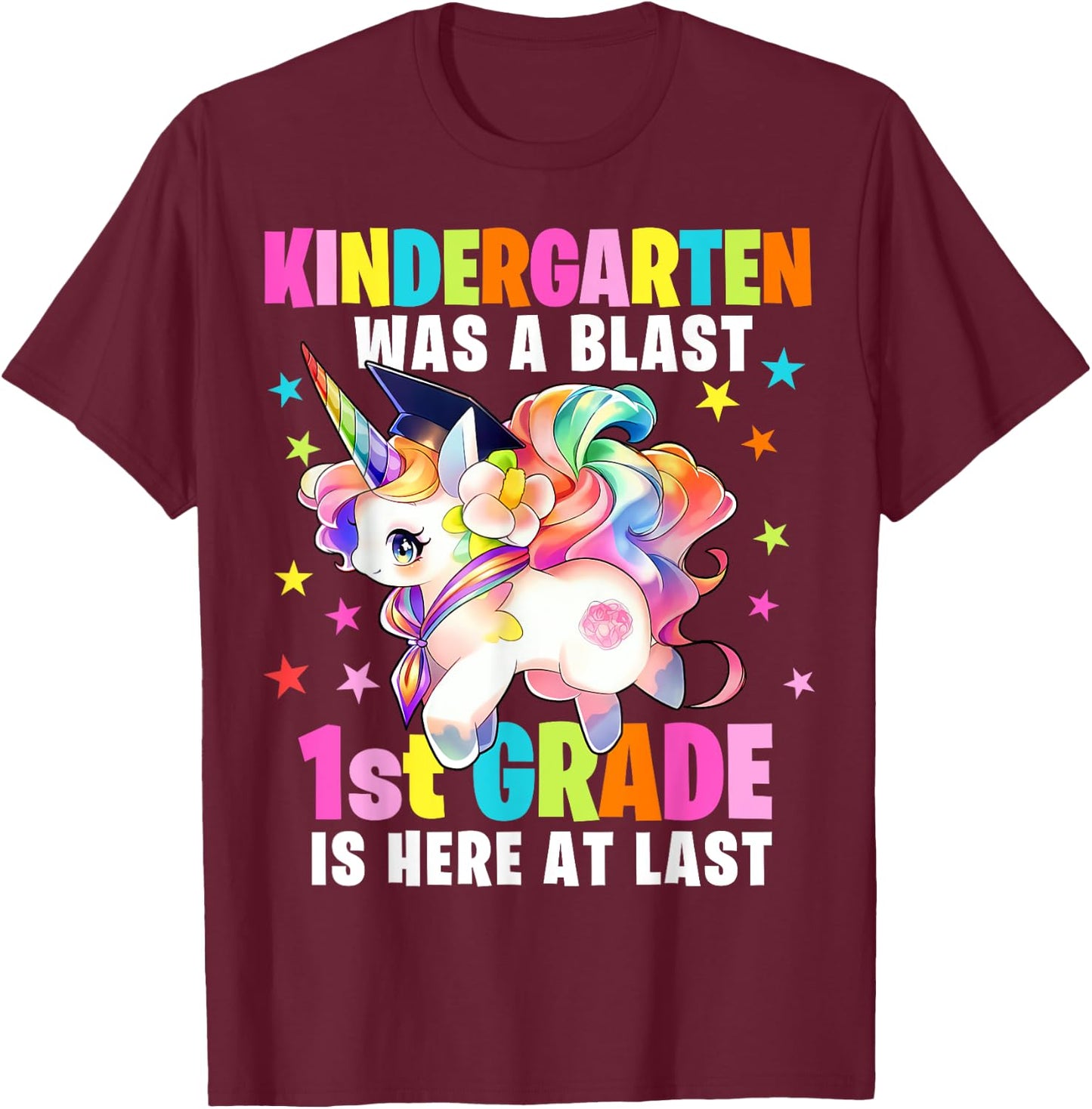 Kindergarten Graduation Unicorn Kindergarten Graduate Girls T-Shirt - T-Shirt | Maroon