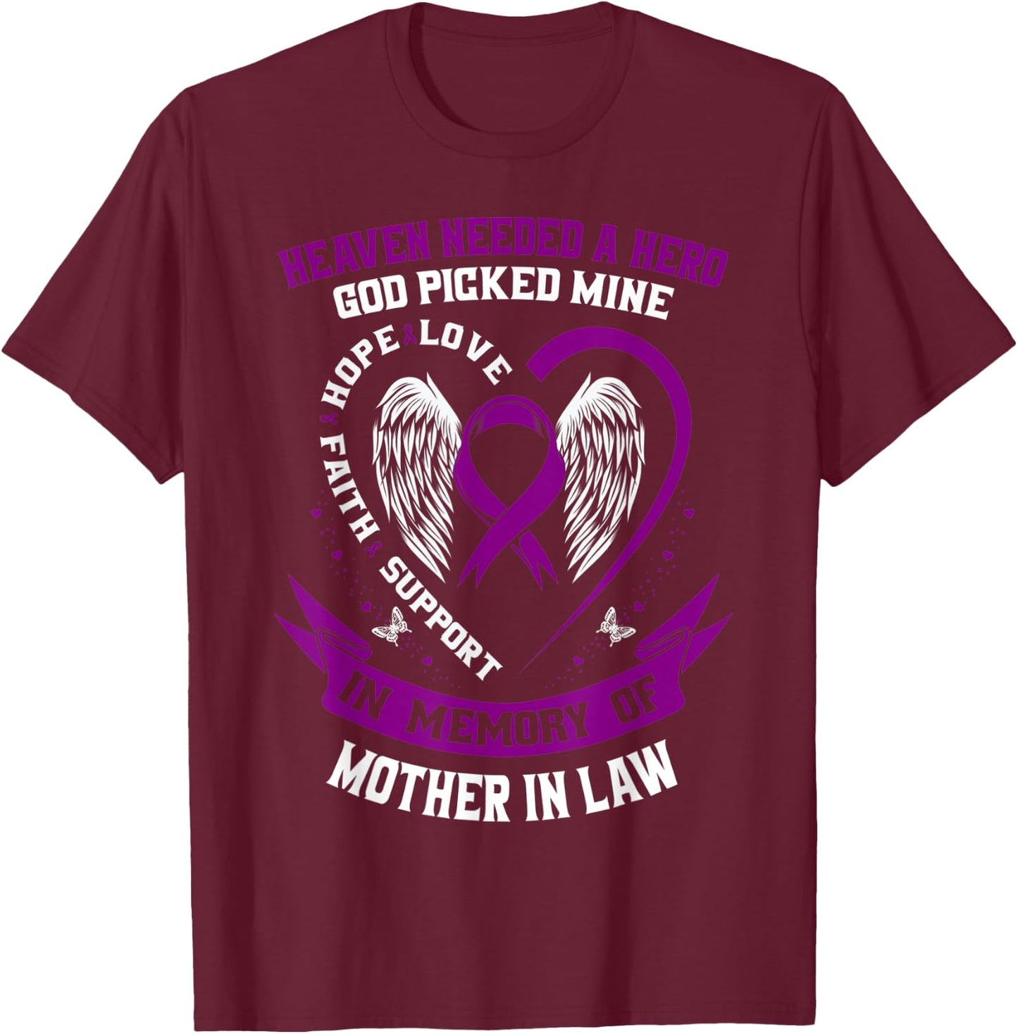 Purple In Memory of my Mother In Law Pancreatic Cancer Gifts T-Shirt - T-Shirt | Maroon