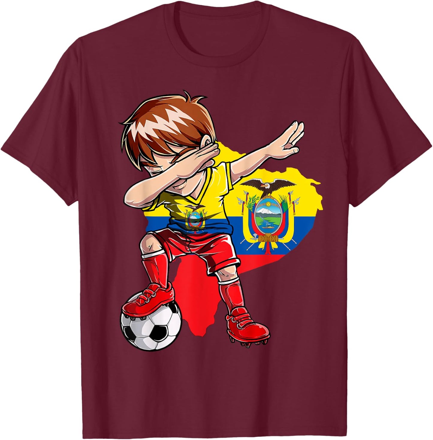 Dabbing Soccer Colombia Jersey Boy Colombian Boys Football T-Shirt - T-Shirt | Maroon