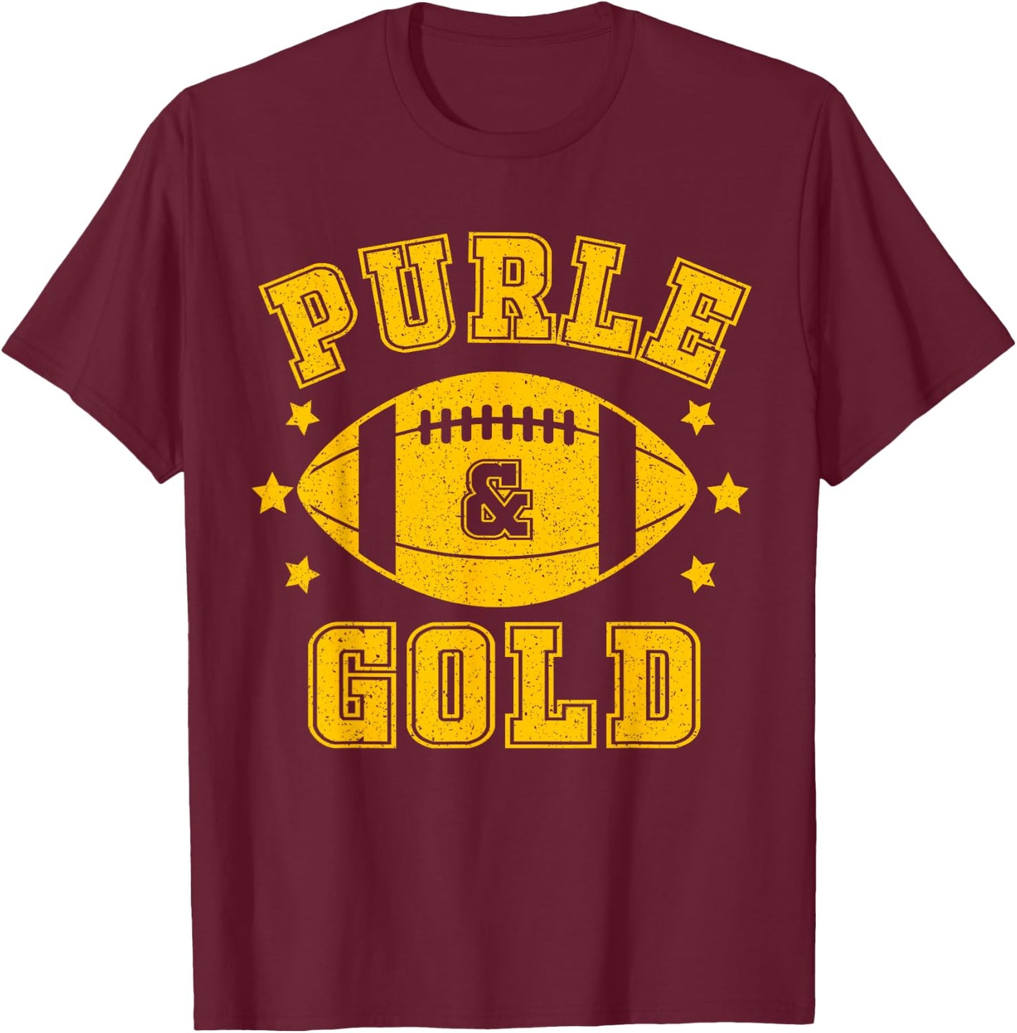 On Gameday Football We Wear Purple And Gold School Spirit T-Shirt - T-Shirt | Maroon