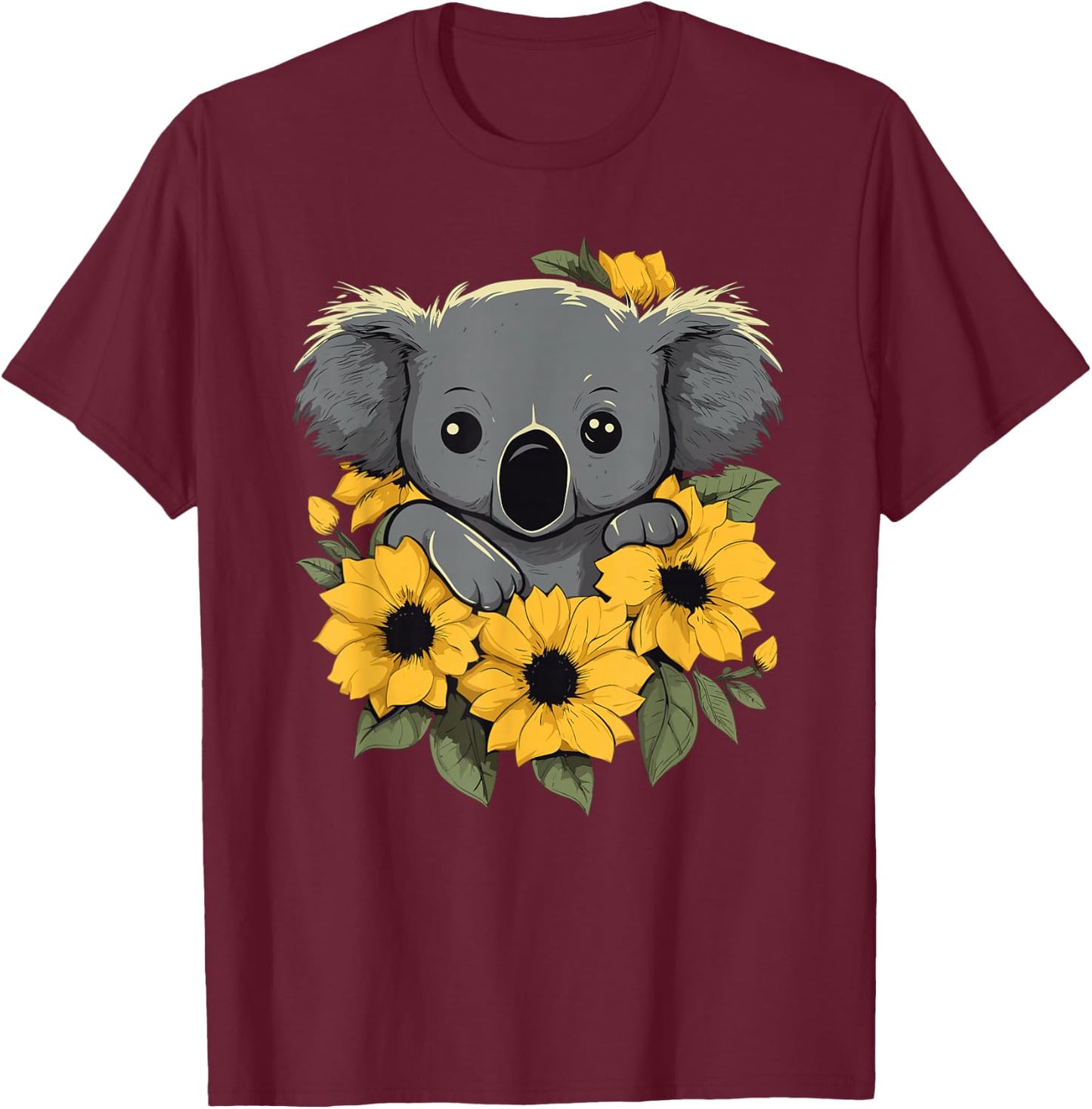 Koala Bear Sunflower Art Koalas Lover Men T-Shirt - T-Shirt | Maroon