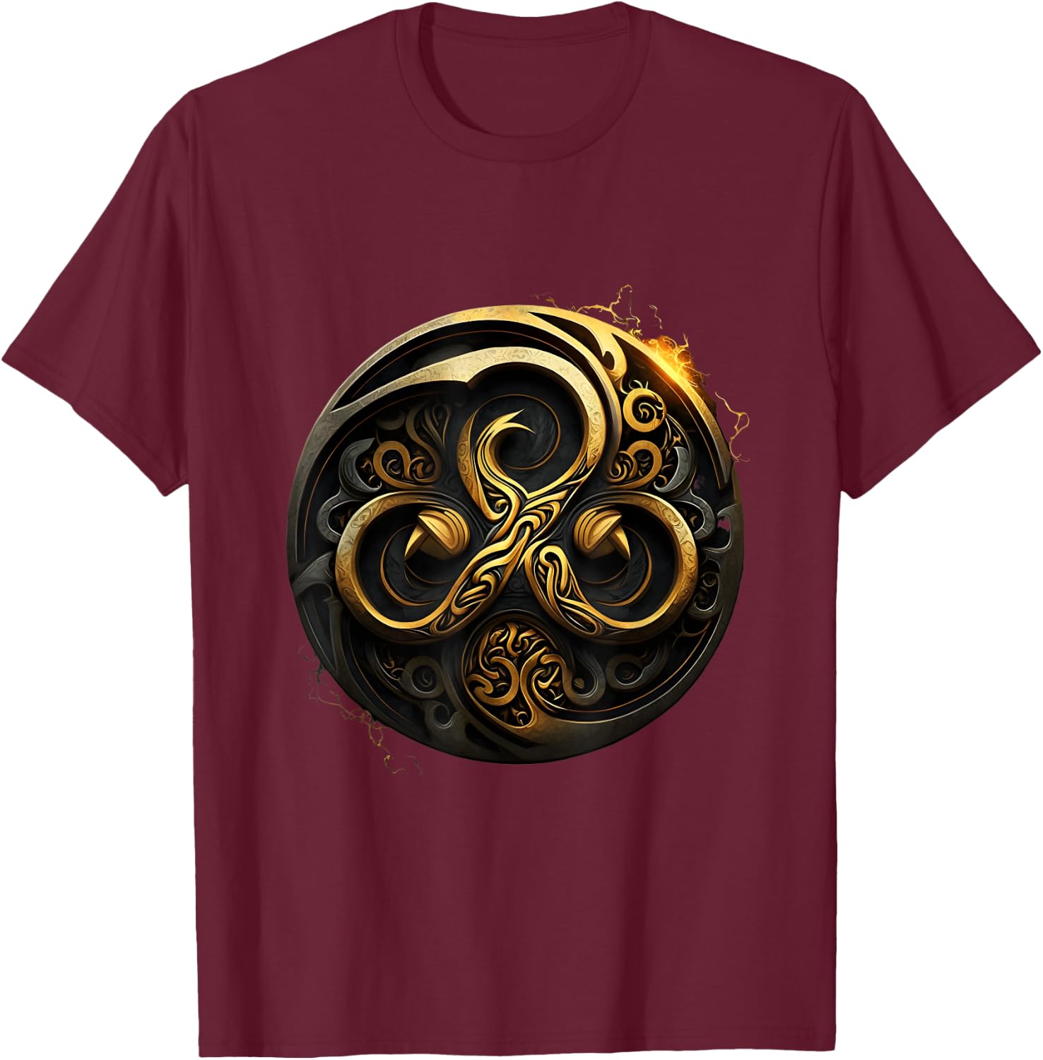 Triskelion Tattoo Art in Celtic BDSM Style T-Shirt - T-Shirt | Maroon