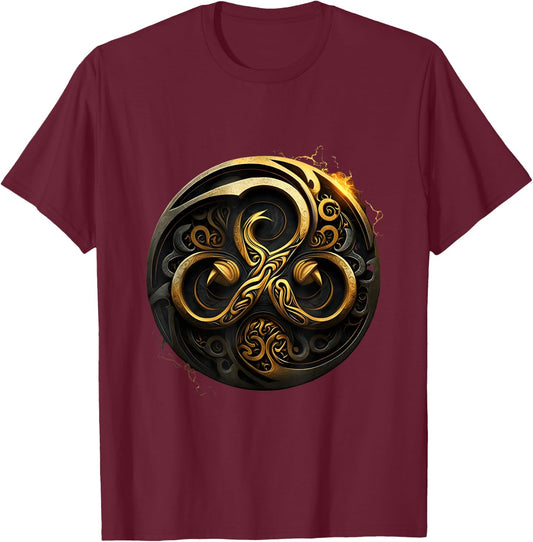 Triskelion Tattoo Art in Celtic BDSM Style T-Shirt - T-Shirt | Maroon