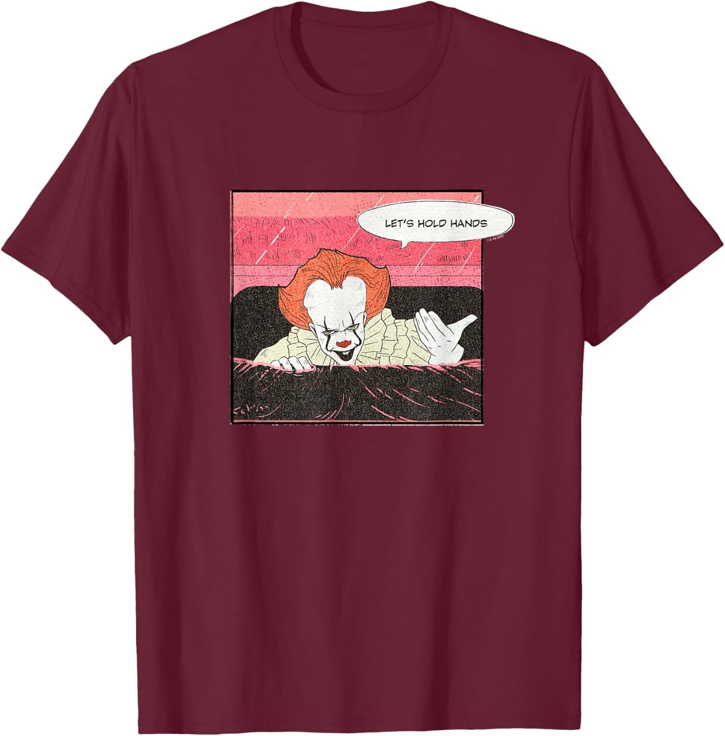 It Valentine's Day Let's Hold Hands Pennywise Retro Drawing T-Shirt - T-Shirt | Maroon