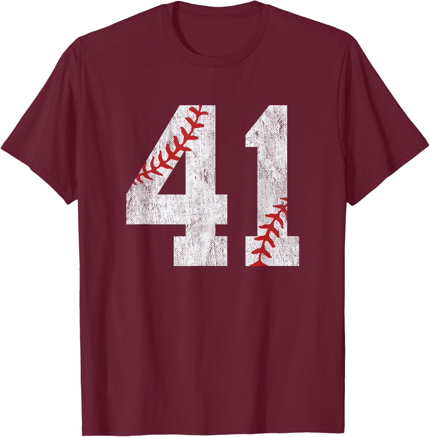 Number #41 Vintage 41st Birthday Baseball Lover 41 Years Old T-Shirt - T-Shirt | Maroon