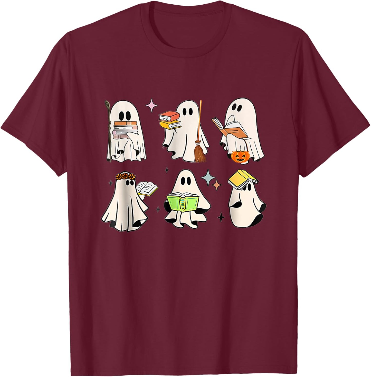 Ghost Reading Teacher Halloween Costume Librarian Book Lover Women T-Shirt - T-Shirt | Maroon
