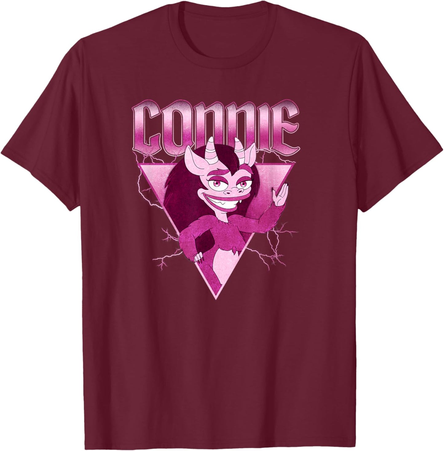 Big Mouth Hormone Monster Connie Distressed Portrait T-Shirt - T-Shirt | Maroon