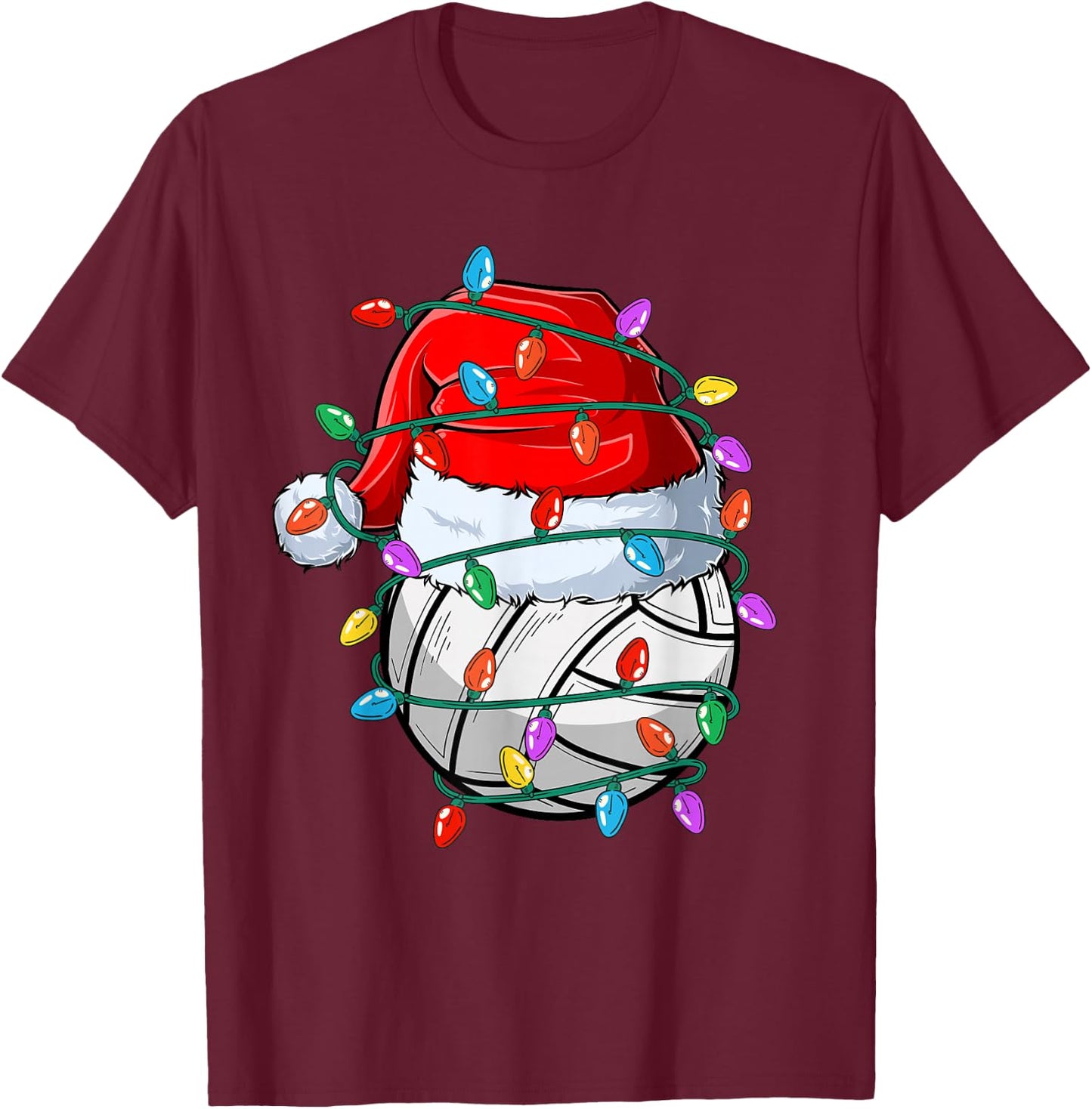 Christmas Volleyball Xmas Santa Sports Hat Ball Kids Boy Men T-Shirt - T-Shirt | Maroon