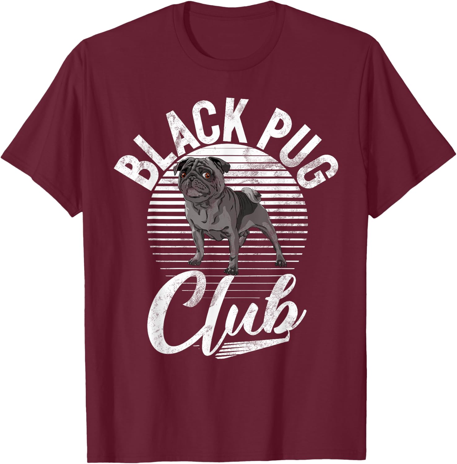 Black Pug Club Black Pug T-Shirt - T-Shirt | Maroon