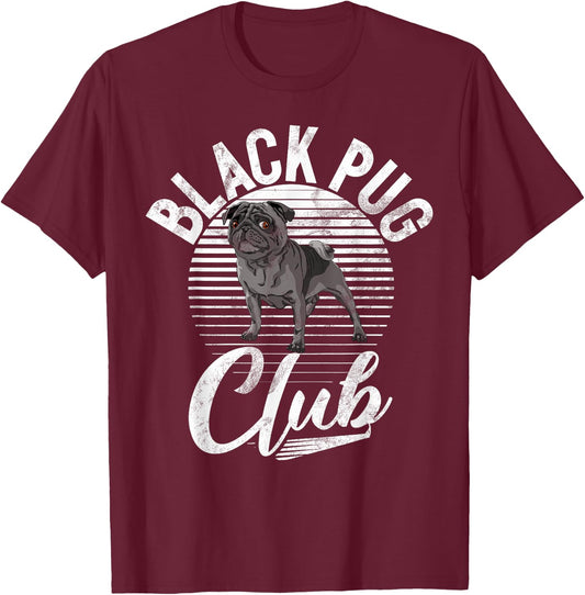 Black Pug Club Black Pug T-Shirt - T-Shirt | Maroon