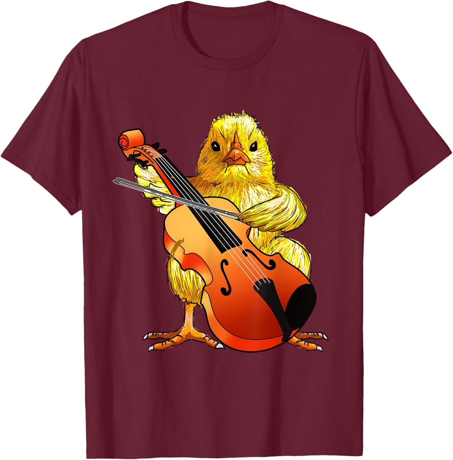 Cute Chicken Playing Cello - Musical Cello Player Gifts Idea T-Shirt - T-Shirt | Maroon