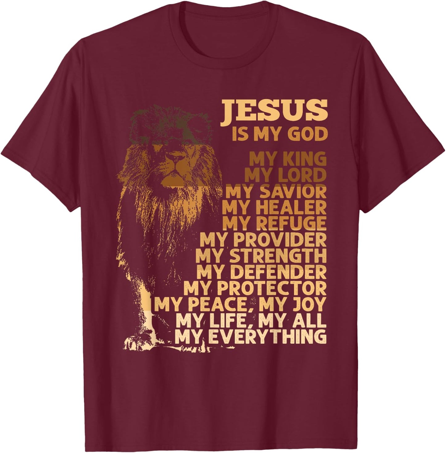 Jesus Is My God My King Black History Month BLM Melanin Lion T-Shirt - T-Shirt | Maroon