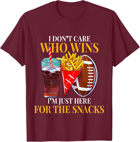 I'm Just Here For Snacks Drinks Fries Football Match Sunday T-Shirt - T-Shirt | Maroon