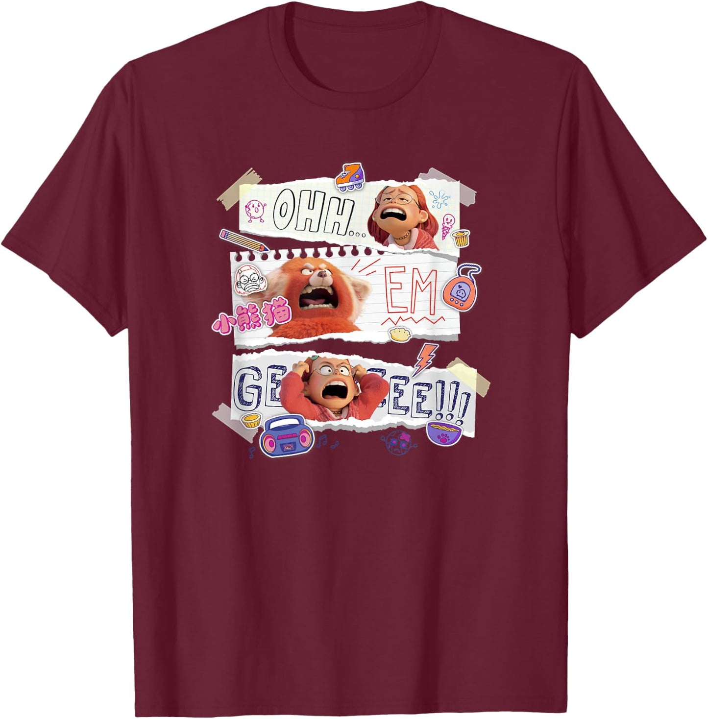 Disney Pixar Turning Red Mei OH EM GEEEE T-Shirt - T-Shirt | Maroon
