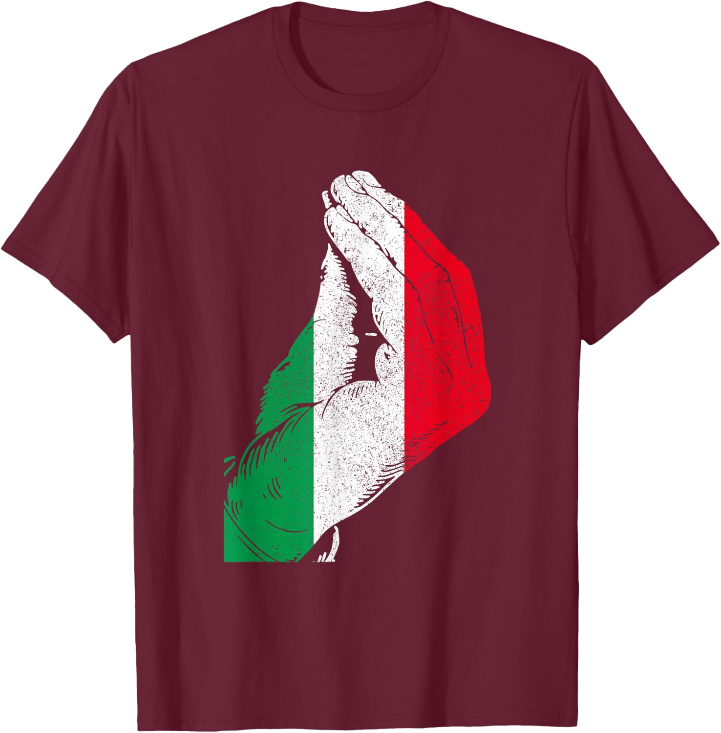 Italy Hand Gesture Italy Flag Pride Funny T-Shirt - T-Shirt | Maroon