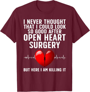 Open Heart Surgery Art Women Heart Patient Operation T-Shirt - T-Shirt | Maroon