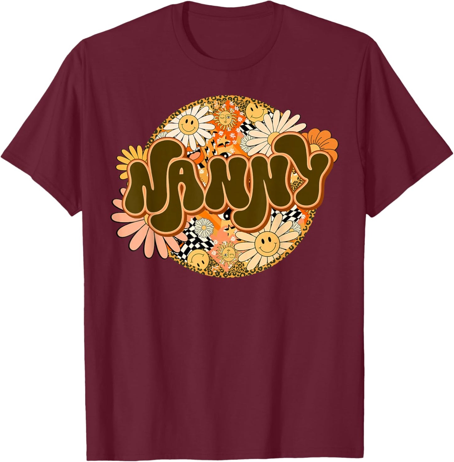 Dope Nanny Girls & Women Cute Daycare Provider Queen Groovy T-Shirt - T-Shirt | Maroon