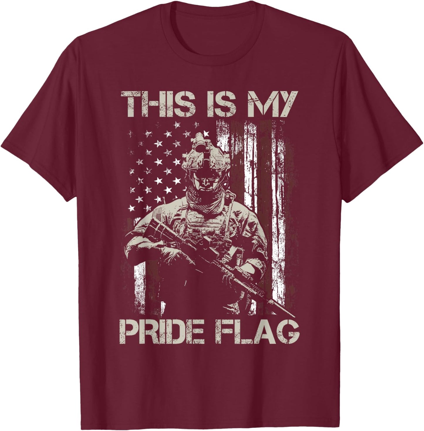 This Is My Pride Flag USA Veteran Patriots Gun American Flag T-Shirt - T-Shirt | Maroon