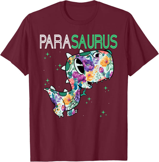 Dino Para Professional Teacher Collection T-Rex Dinosaur Paraeducator Assistant Teacher T-Shirt - T-Shirt | Maroon