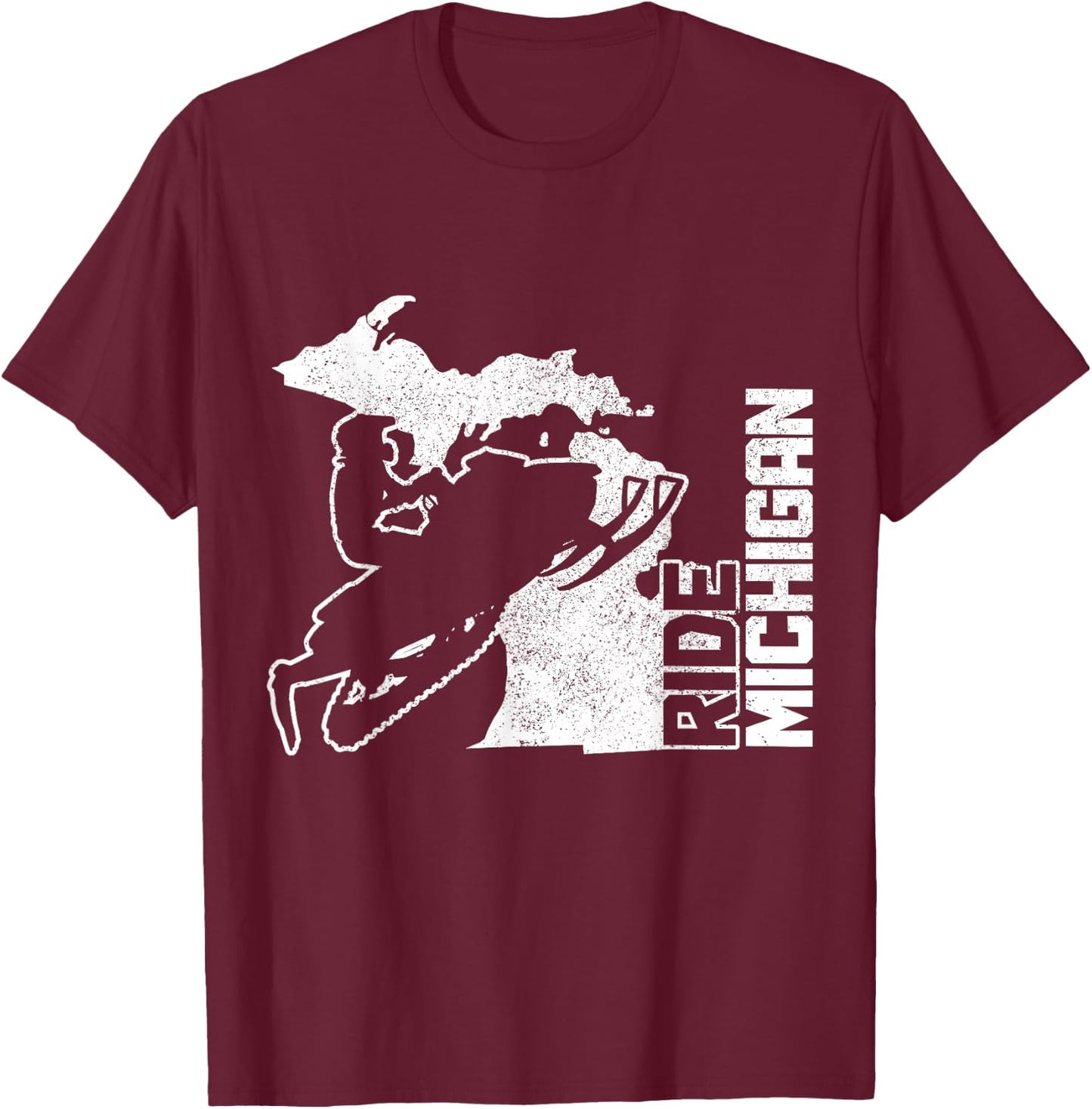 Snowmobile Ride Michigan Snowmobile Vintage T-Shirt - T-Shirt | Maroon