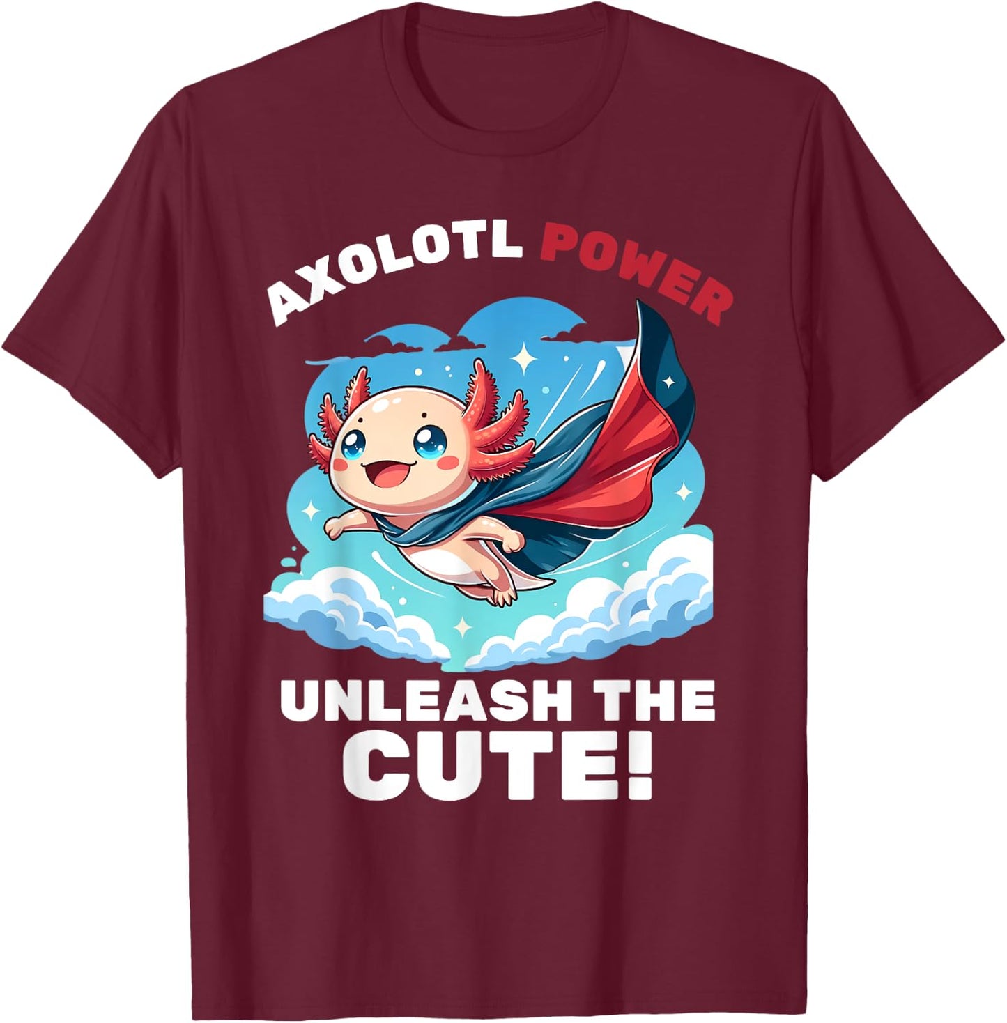 Funny axolotl superhero kids boys girls T-Shirt - T-Shirt | Maroon