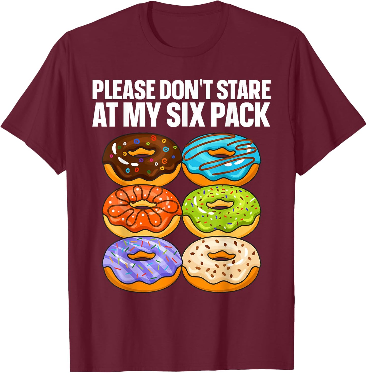 Funny Donut Art Women Doughnut Food Gym Six Pack T-Shirt - T-Shirt | Maroon