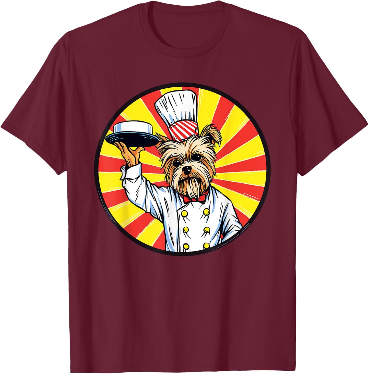Yorkshire Terrier Chef Funny Dog Cooking T-Shirt - T-Shirt | Maroon