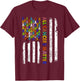 All Cancers Matter Cancer Awareness Ribbon USA Flag T-Shirt - T-Shirt | Maroon