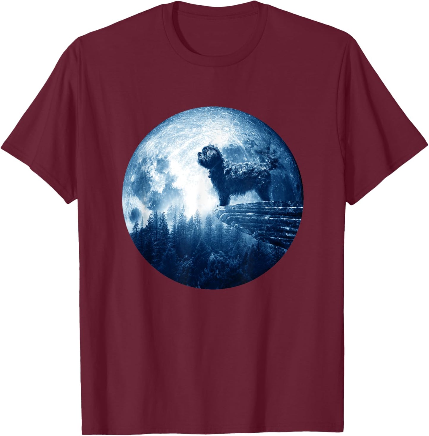 Affenpinscher Dog Moon Dog Mom Dad Women Men Dog Lovers T-Shirt - T-Shirt | Maroon
