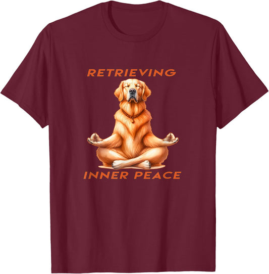 Golden Retriever Yoga - Retrieving Inner Peace T-Shirt - T-Shirt | Maroon