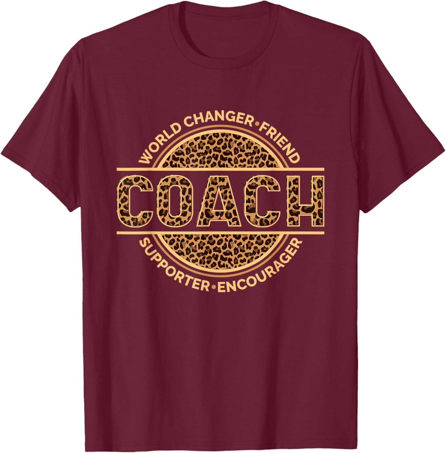 Coach Leopard Design for Coaching Instructor or Trainer T-Shirt - T-Shirt | Maroon