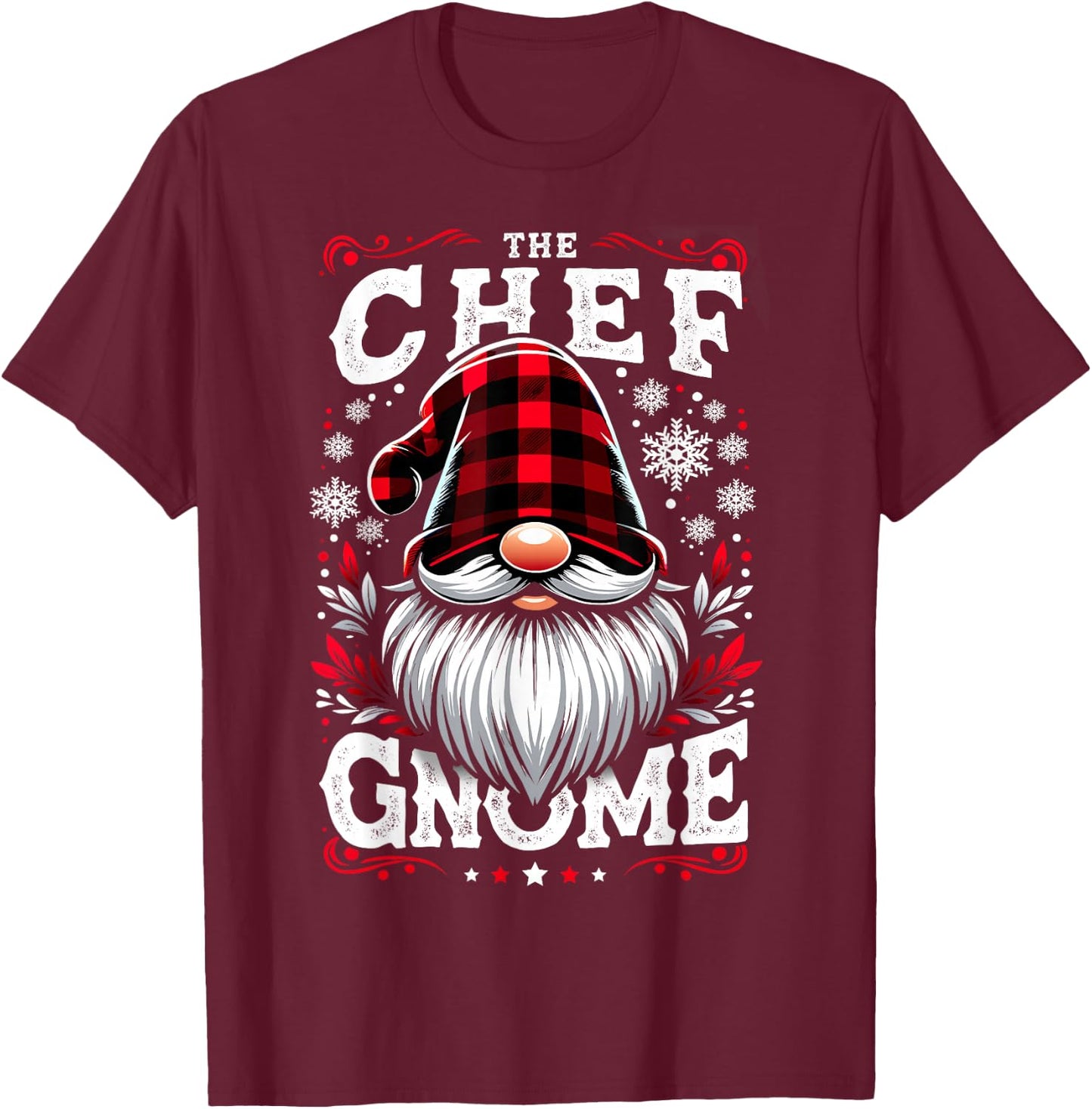 The Chef Gnome Matching Family Christmas Pajama T-Shirt - T-Shirt | Maroon
