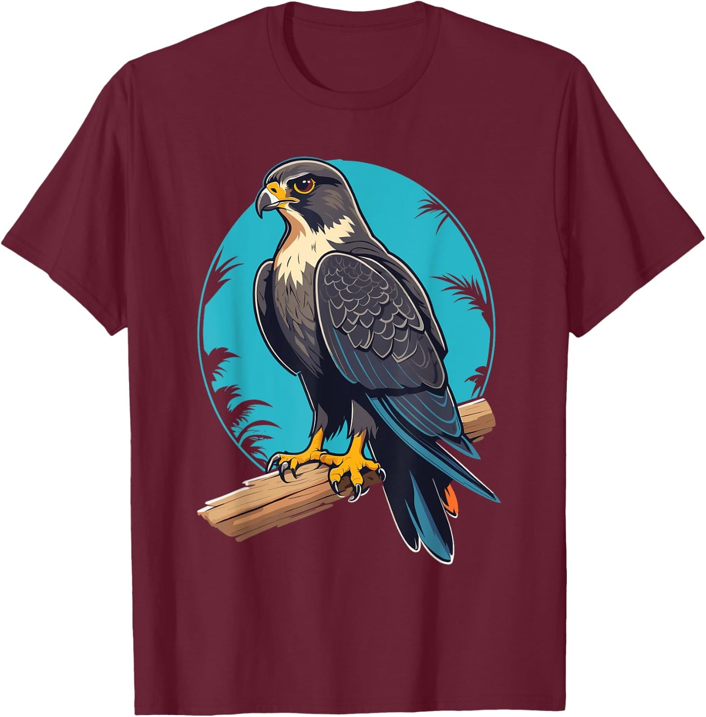 Ventage Peregrine Falcon Graphic: Cute Peregrine Falcon T-Shirt - T-Shirt | Maroon